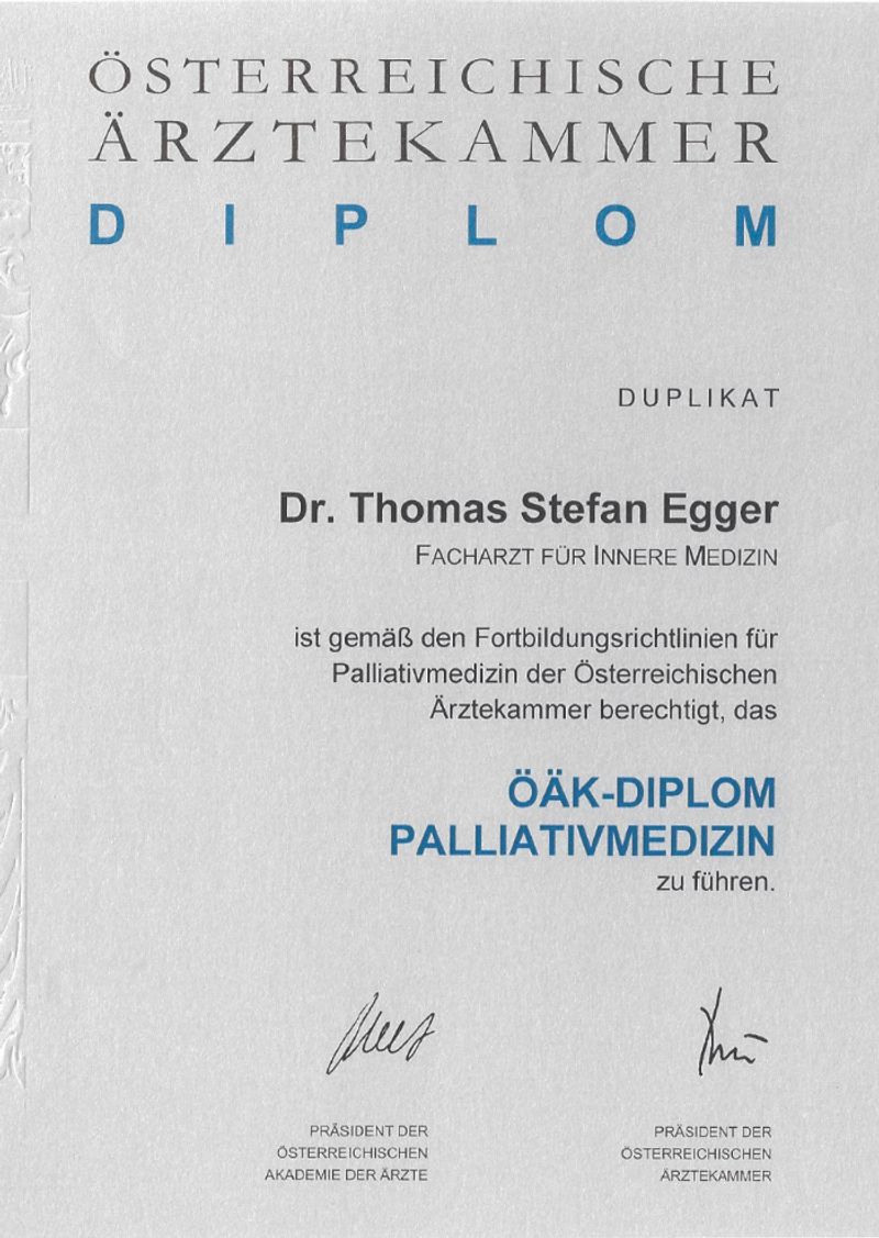 ÖÄK-Diplom für Palliativmedizin ÖÄK-Diplom für Palliativmedizin